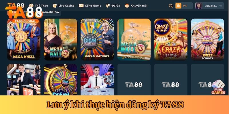 Các vấn đề lưu ý khi đăng ký tại TA88