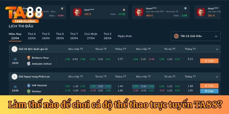 Hướng dẫn cách chơi cá độ thể thao tại nhà cái TA88