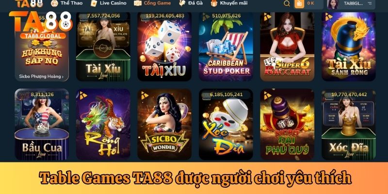 Tại sao Table Games tại TA88 được nhiều người chơi yêu thích?